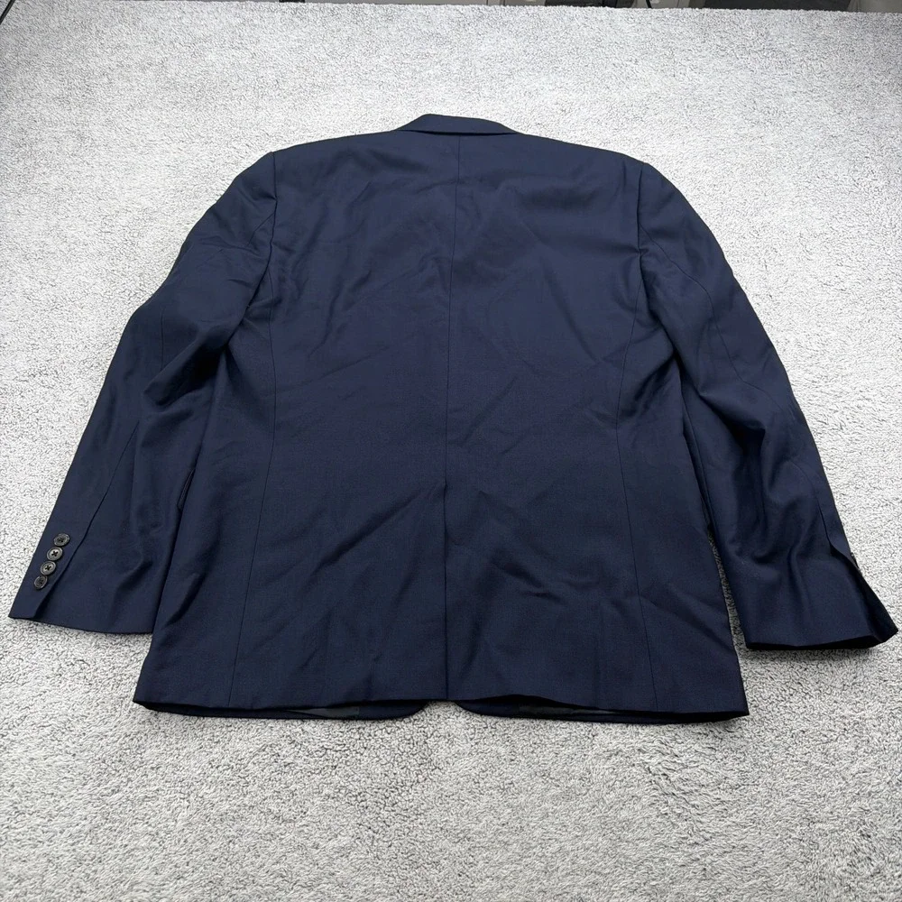 Lauren Ralph Lauren Suit Mens 42R 36x30 Blue Stretch Pleated Pant Wool Blend